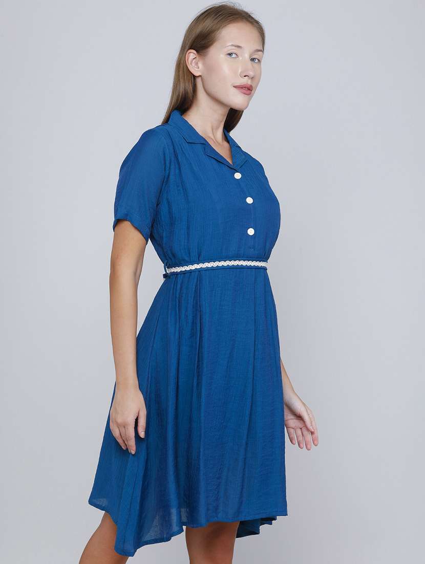 Women Solid Short Sleeves A-line Dress - 22480412 -  Standard Image - 3
