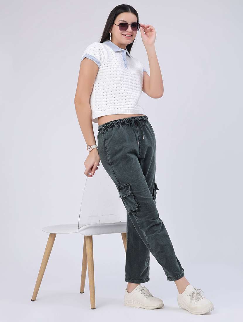 women self design short  sleeves crop top - 22480485 -  Standard Image - 5