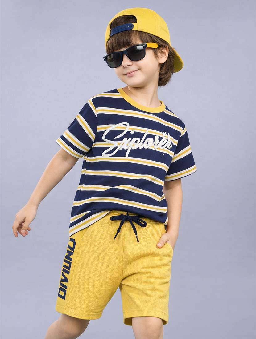 boys multi colored cotton shorts set twin sets & dungree