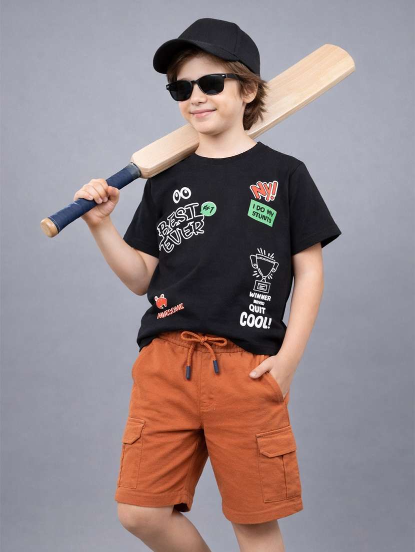 boys multi colored cotton shorts set twin sets & dungree