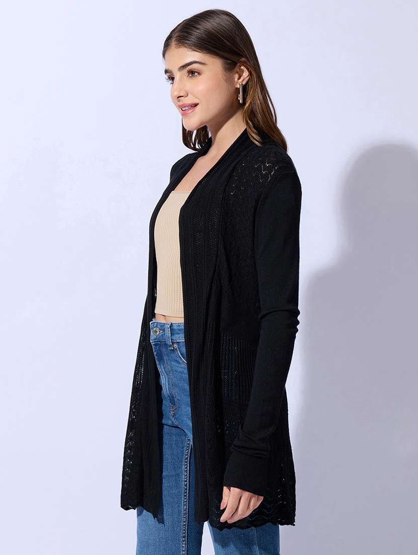 women self design long sleeves shrug - 22480644 -  Standard Image - 3