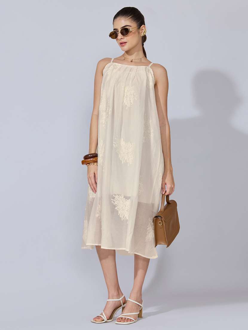women self design sleeveless a-line midi dress - 22480655 -  Standard Image - 5