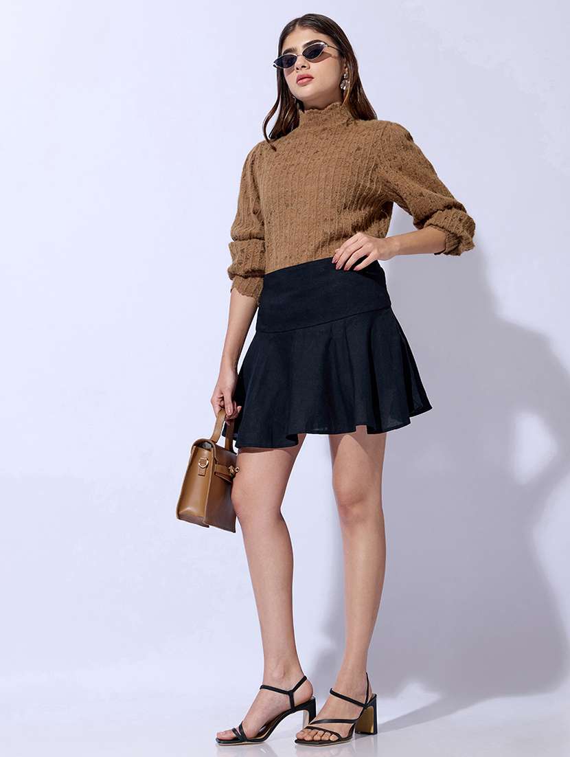 Women Self Design Mock Neck Regular Fit Top - 22480664 -  Standard Image - 5