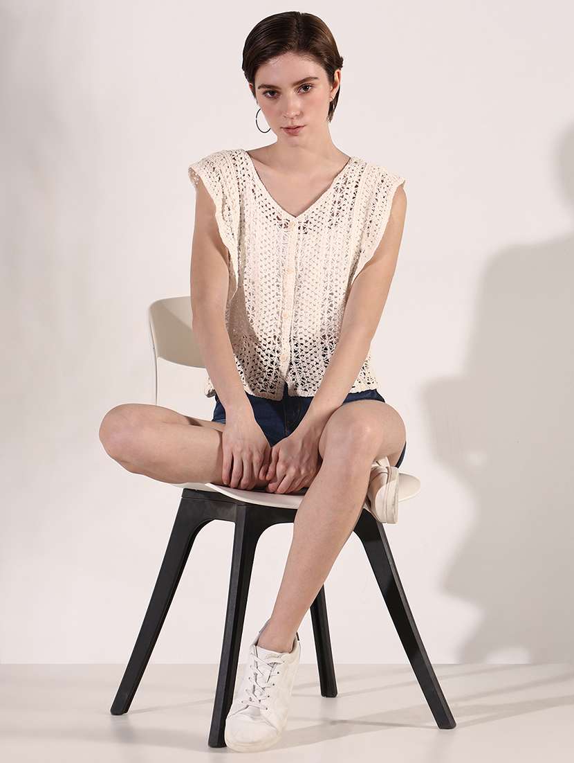 women self design sleeveless regular fit top - 22480668 -  Standard Image - 5