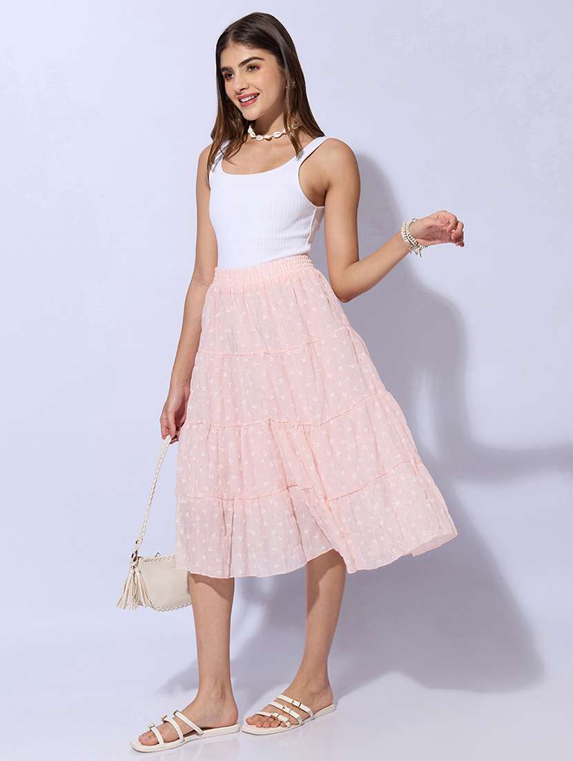 Women Printed Mid Rise Tiered Midi Skirt - 22480670 -  Standard Image - 5