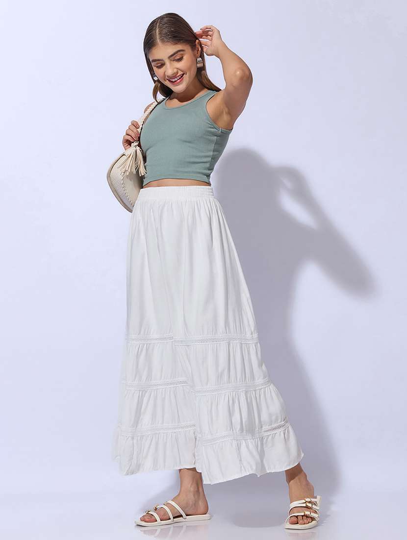women solid tiered maxi skirt - 22480672 -  Standard Image - 5