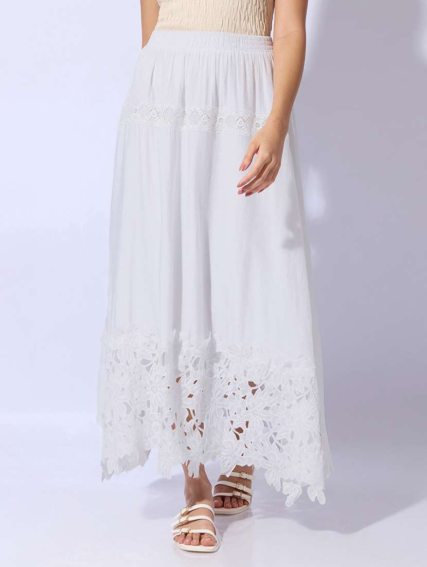 women solid mid rise a-line maxi skirt