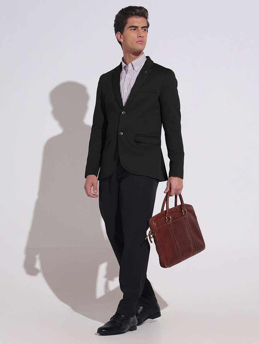 men solid lapel collar single breasted formal blazer - 22480682 -  Standard Image - 5