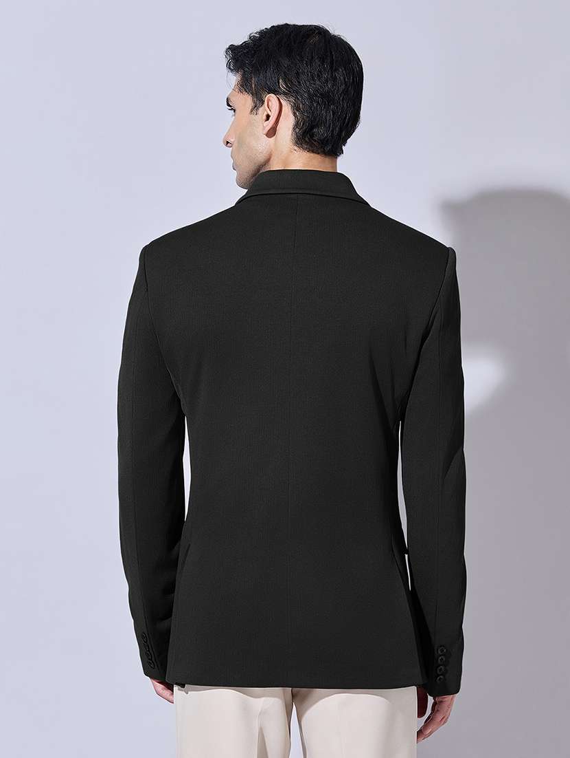 men solid lapel collar single breasted casual blazer - 22480683 -  Standard Image - 3