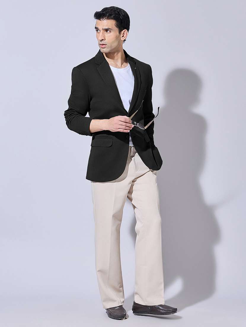 men solid lapel collar single breasted casual blazer - 22480683 -  Standard Image - 5