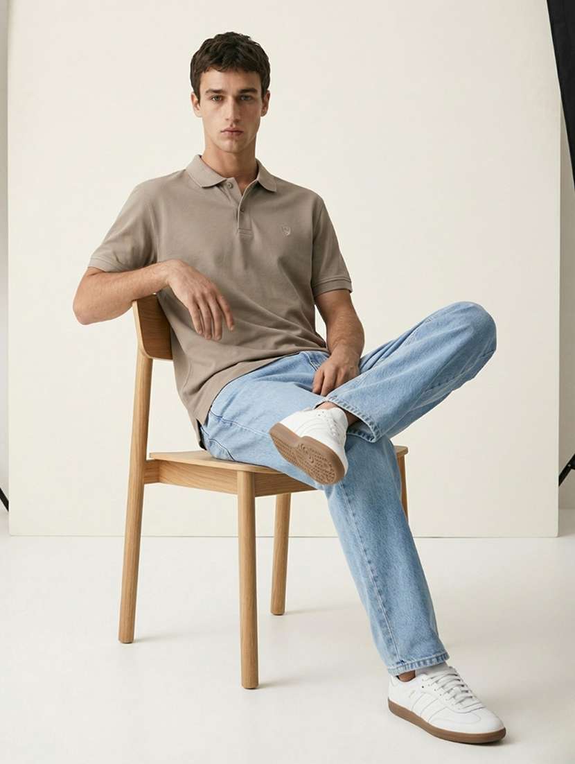 men solid short sleeve regular fit polo t-shirt