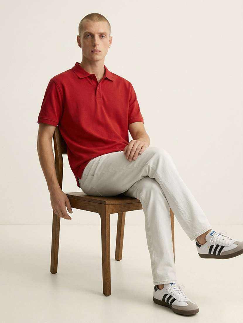 men solid short sleeve regular fit polo t-shirt