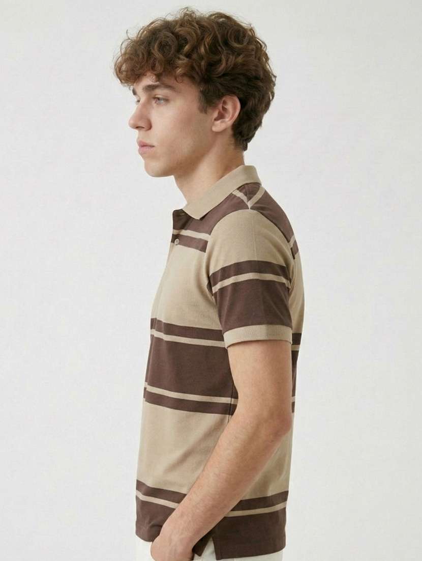 men striped short sleeve regular fit polo t-shirt - 22480695 -  Standard Image - 3