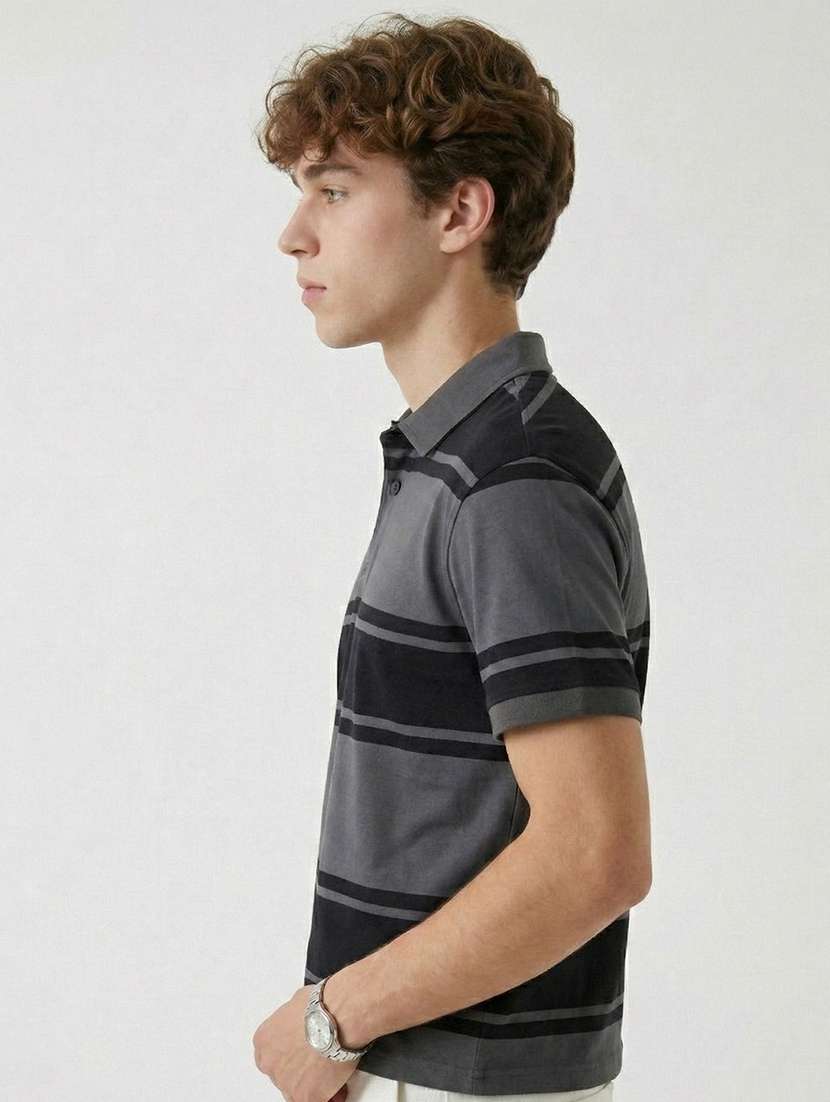 men striped short sleeve regular fit polo t-shirt - 22480696 -  Standard Image - 3