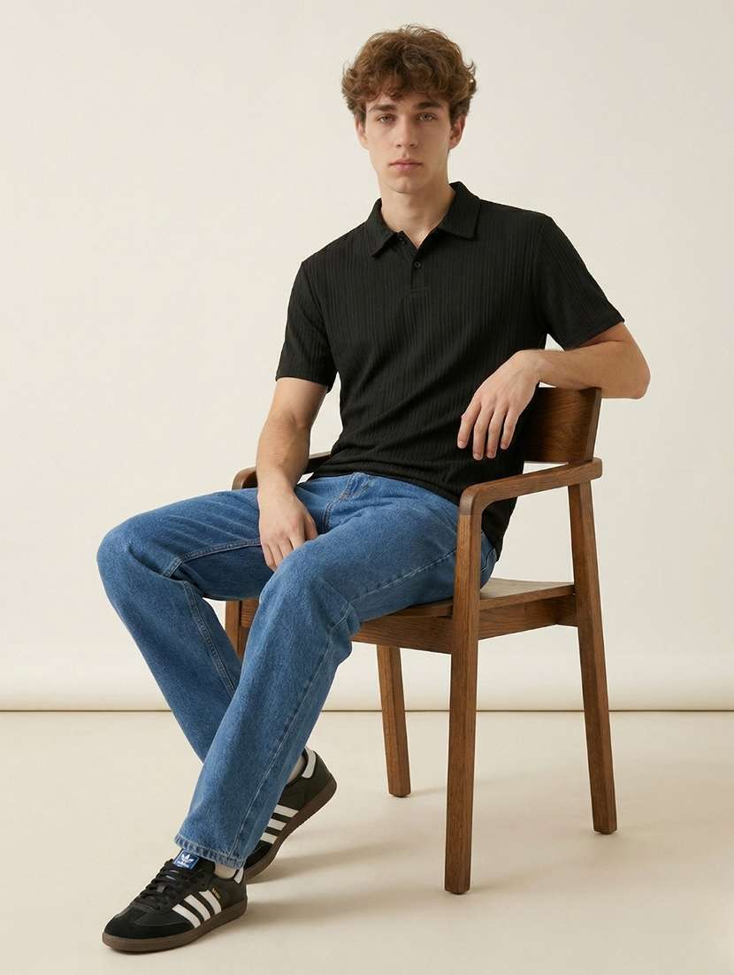 men self design short sleeve regular fit polo t-shirt
