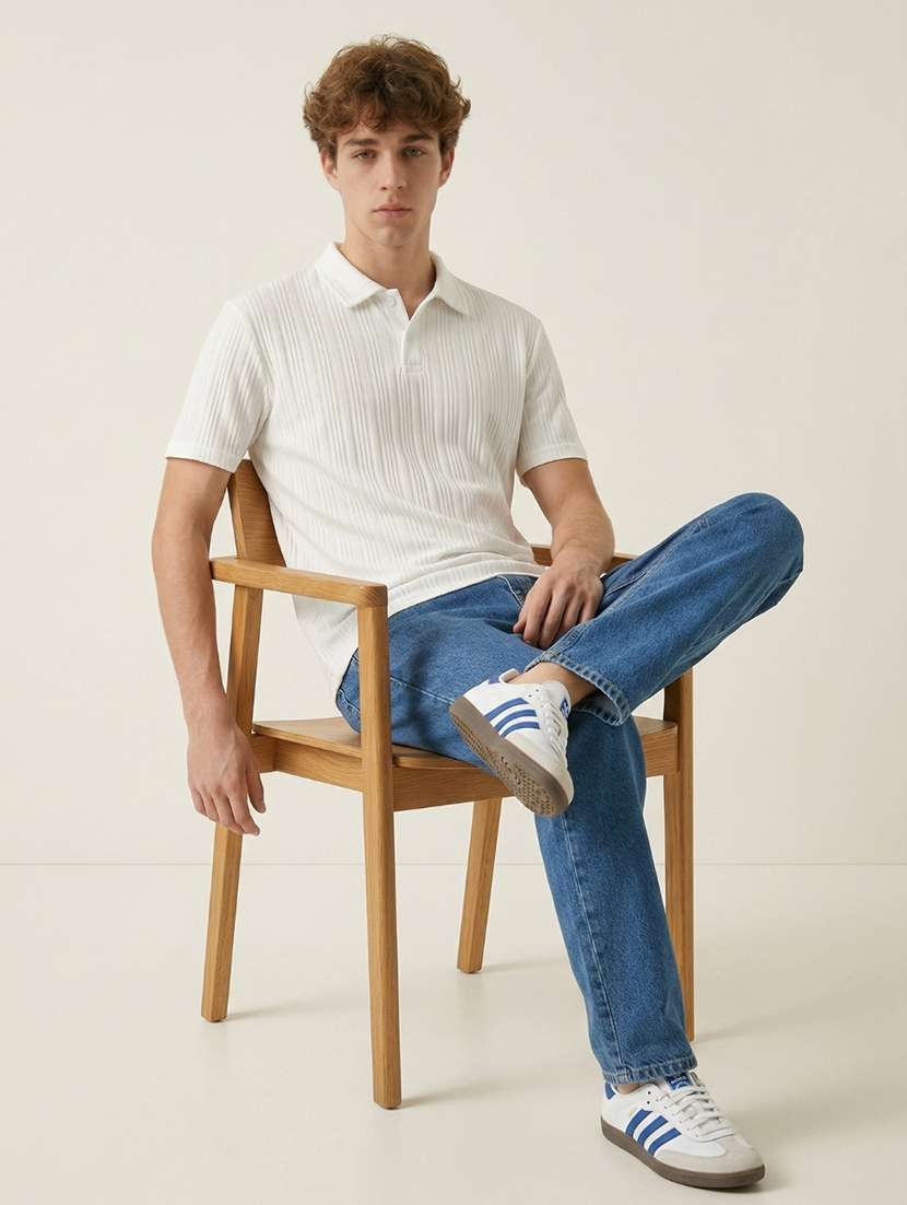 men self design short sleeve regular fit polo t-shirt
