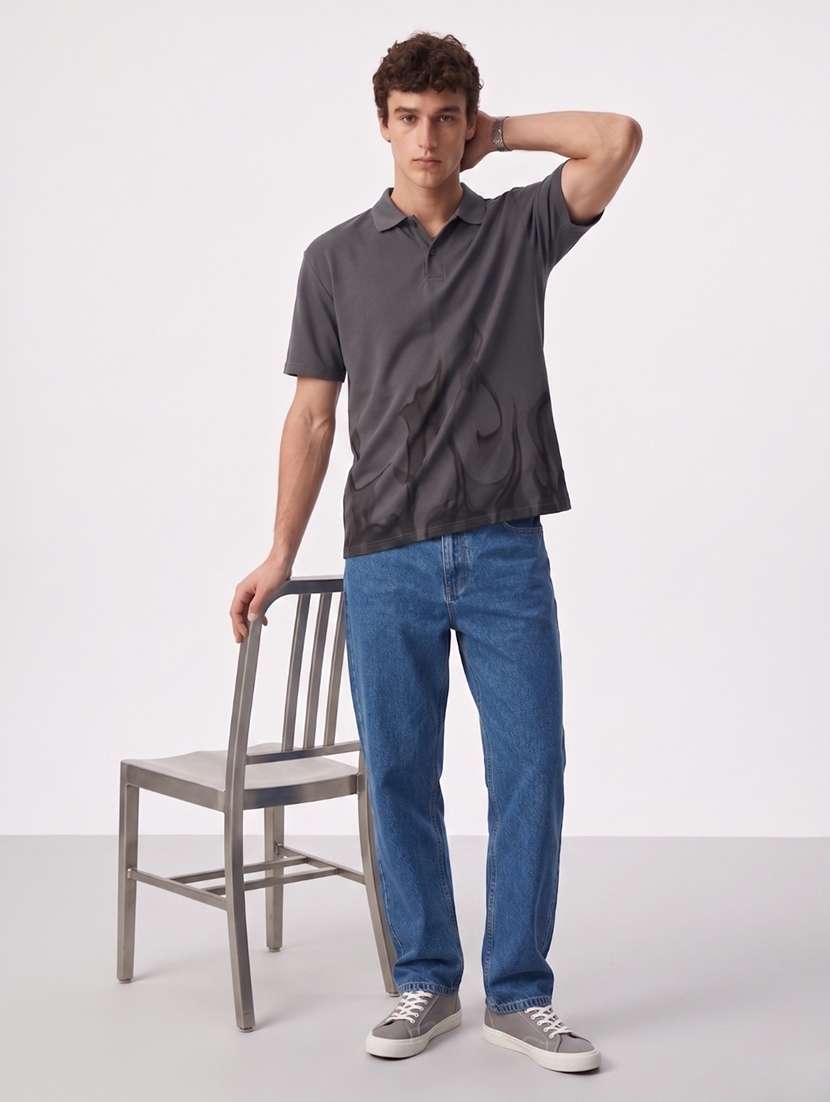 men printed short sleeve regular fit polo t-shirt