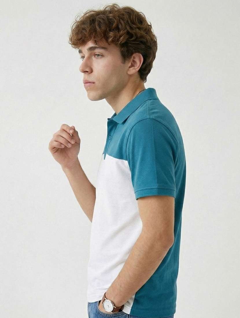 men color block short sleeve regular fit polo t-shirt - 22480724 -  Standard Image - 3