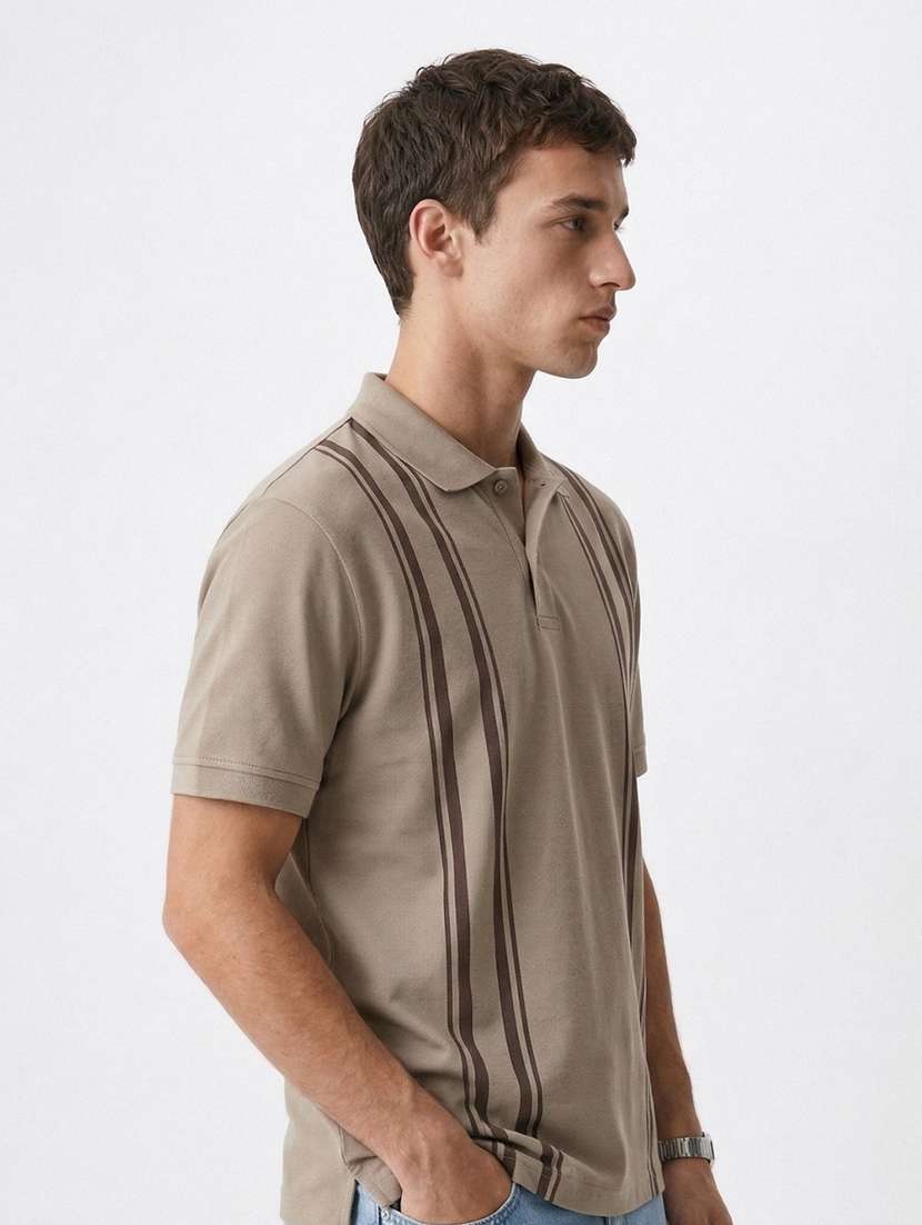men striped short sleeve regular fit polo t-shirt - 22480727 -  Standard Image - 3