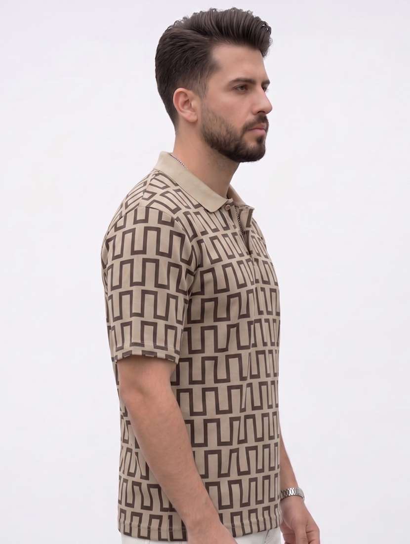 men geometric short sleeve regular fit polo t-shirt - 22480732 -  Standard Image - 3