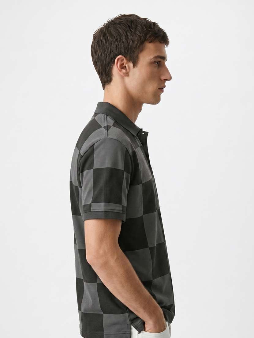 men checkered short sleeve regular fit polo t-shirt - 22480736 -  Standard Image - 3