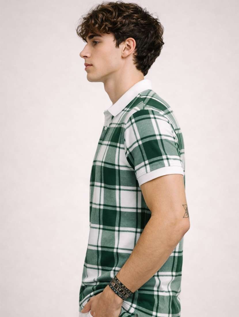 men checkered short sleeve regular fit polo t-shirt - 22480739 -  Standard Image - 3