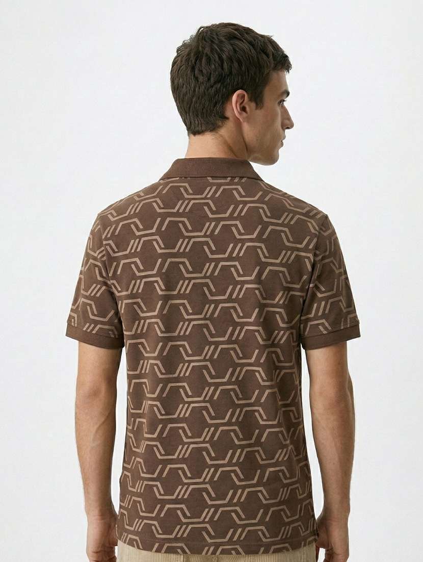 men geometric short sleeve regular fit polo t-shirt - 22480810 -  Standard Image - 3