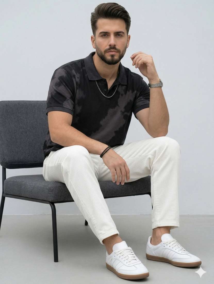 men printed short sleeve regular fit polo t-shirt