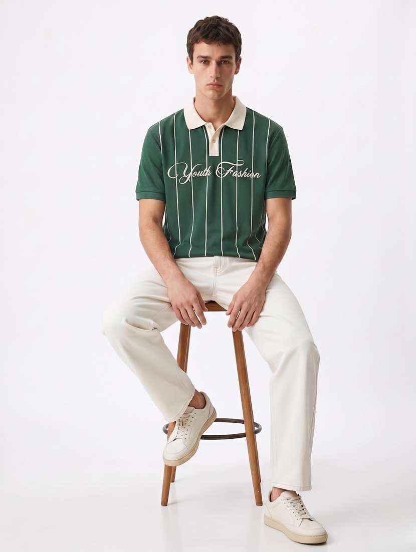 men printed short sleeve regular fit polo t-shirt