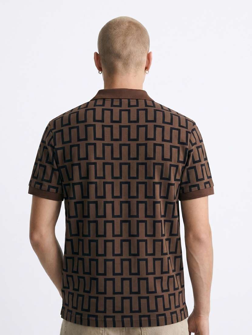 men geometric short sleeve regular fit polo t-shirt - 22480831 -  Standard Image - 3