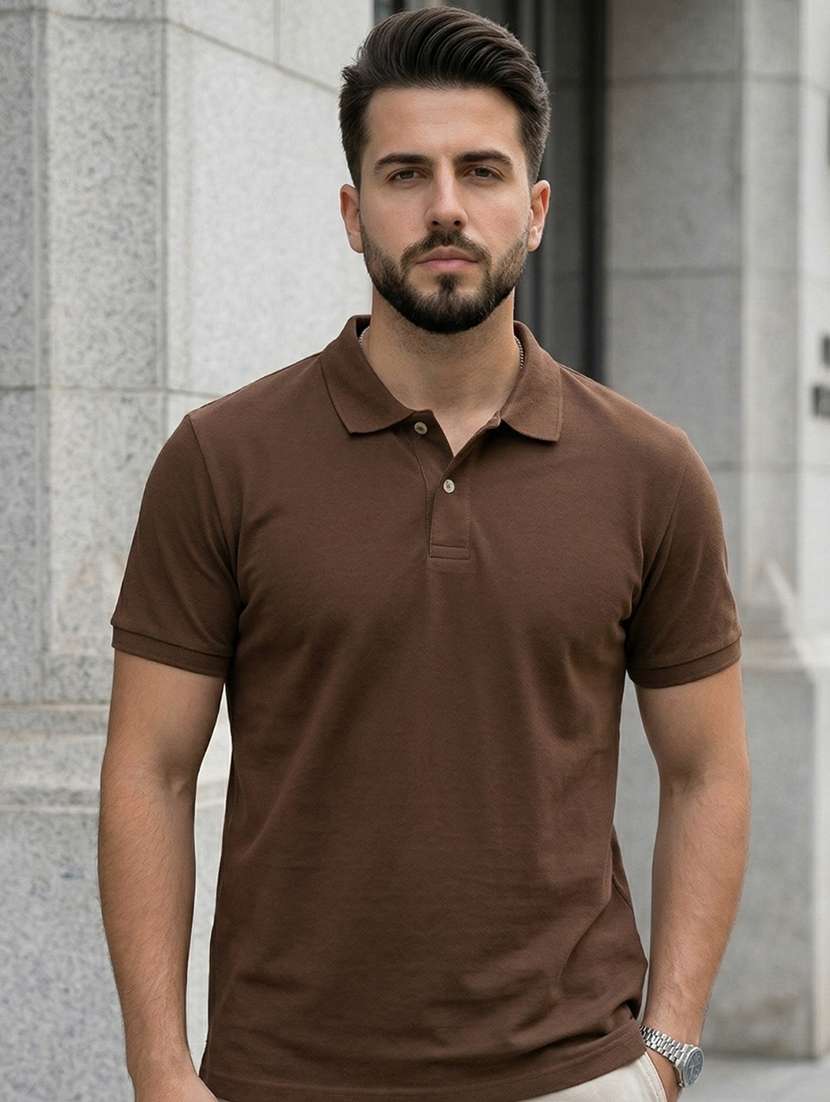 men solid short sleeve regular fit polo t-shirt