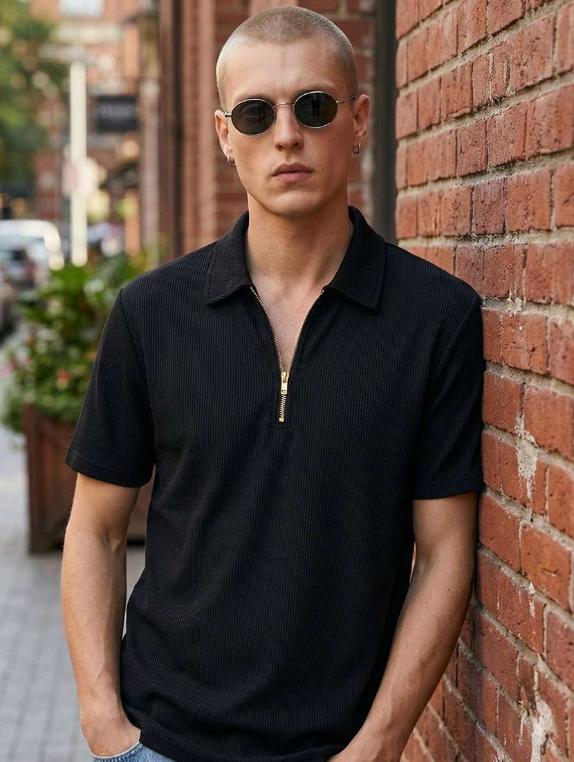men self design short sleeve regular fit polo t-shirt