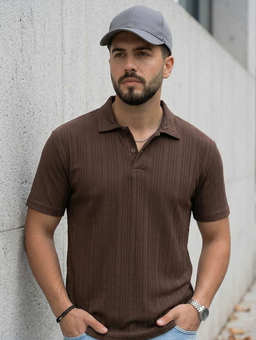 men self design short sleeve regular fit polo t-shirt