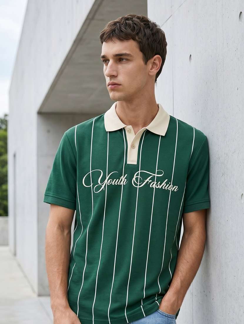 men printed short sleeve regular fit polo t-shirt