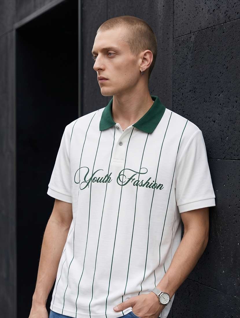 men printed short sleeve regular fit polo t-shirt
