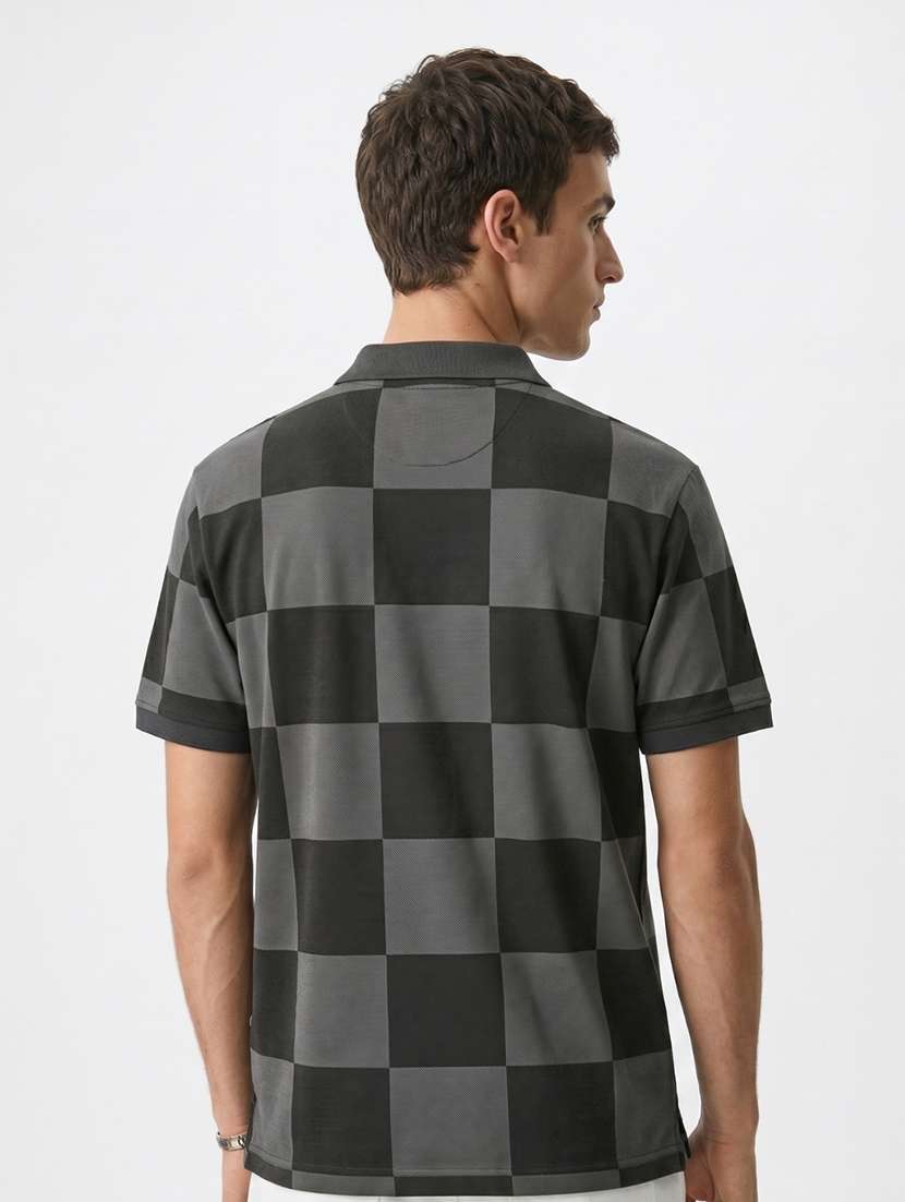 men checkered short sleeve regular fit polo t-shirt - 22480886 -  Standard Image - 3