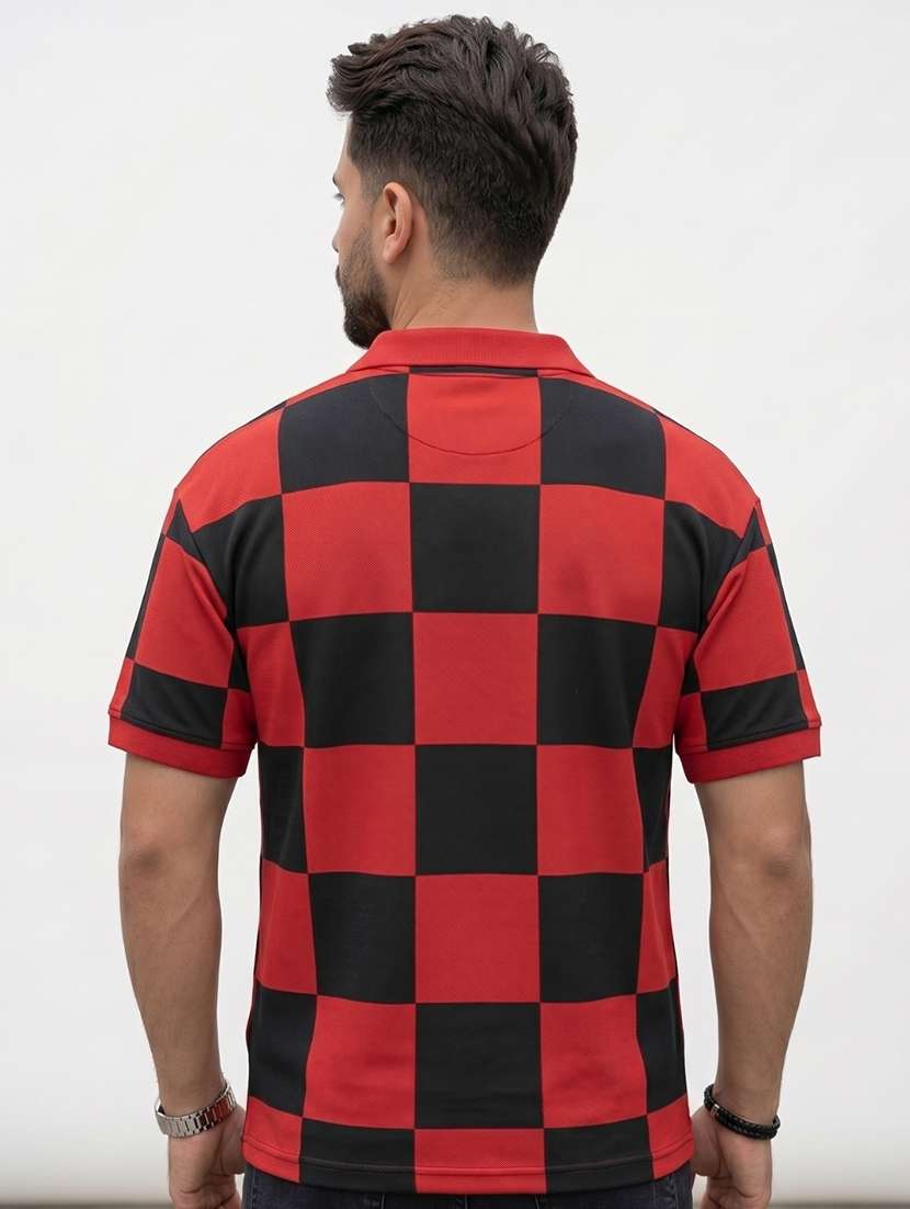 men checkered short sleeve regular fit polo t-shirt - 22480887 -  Standard Image - 3
