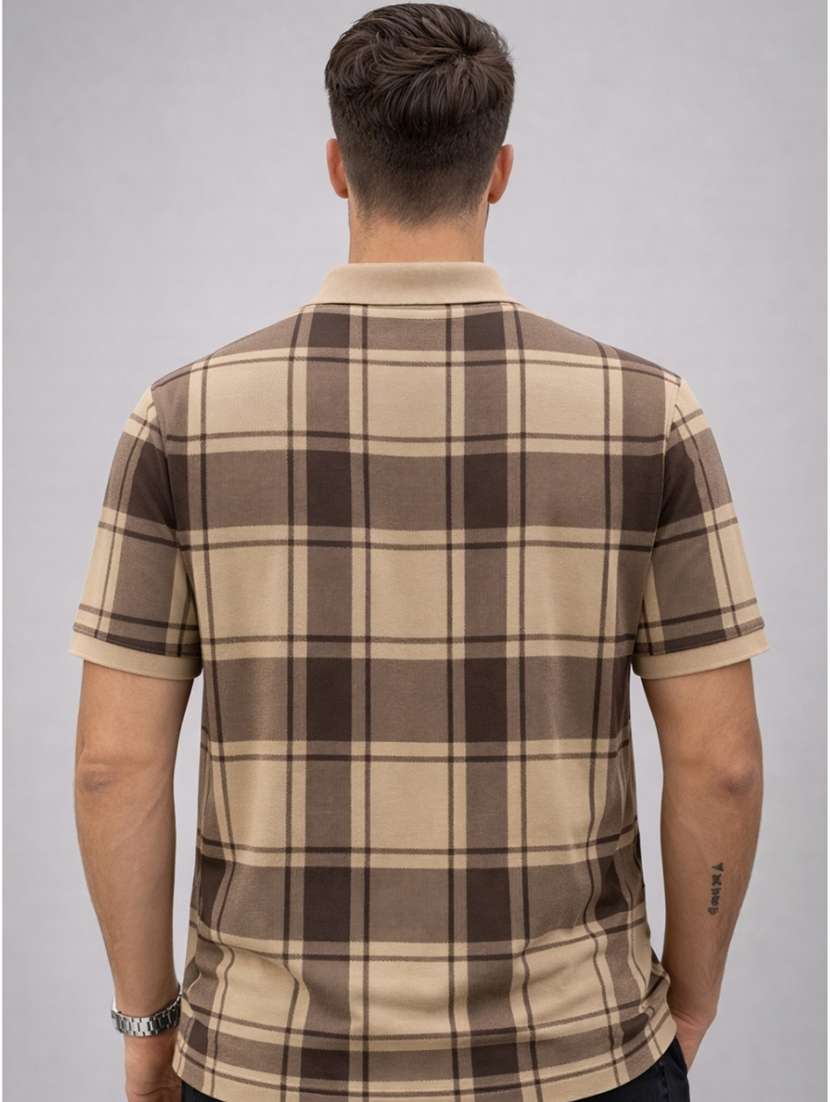 men checkered short sleeve regular fit polo t-shirt - 22480888 -  Standard Image - 3