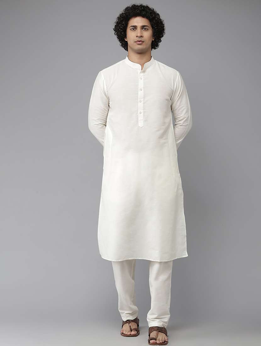 men solid mandarin neck kurta pyjama set