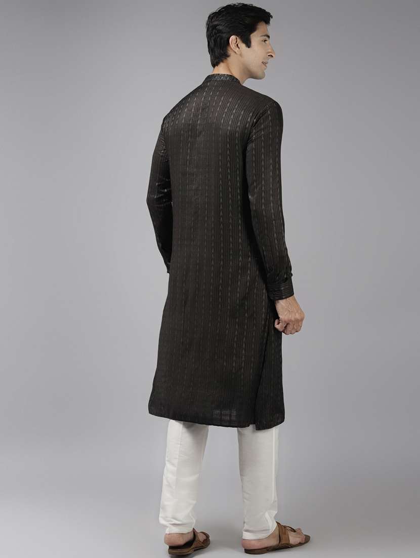 men self design mandarin neck kurta pyjama set - 22480979 -  Standard Image - 3