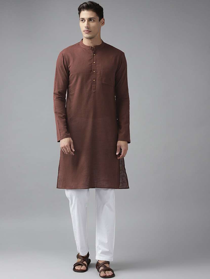 men solid mandarin neck kurta pyjama set
