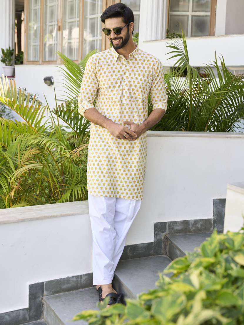 men printed long sleeve kurta salwar set - 22481039 -  Standard Image - 3