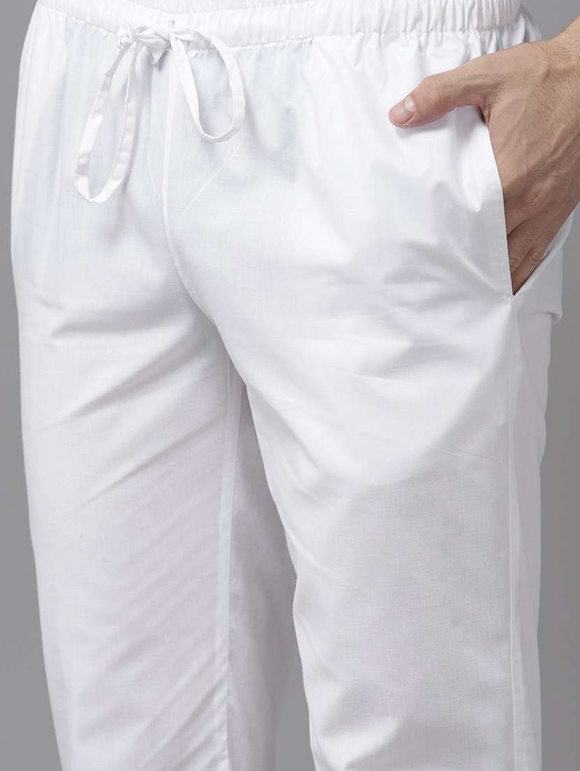 men solid with work mandarin neck kurta pyjama set - 22481101 -  Standard Image - 5