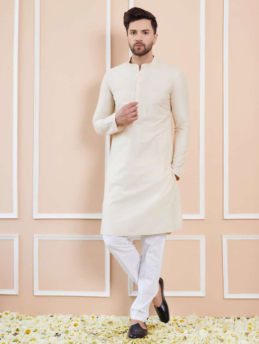 men solid mandarin neck kurta pyjama set