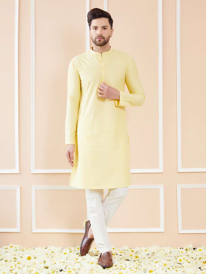 men solid mandarin neck kurta pyjama set