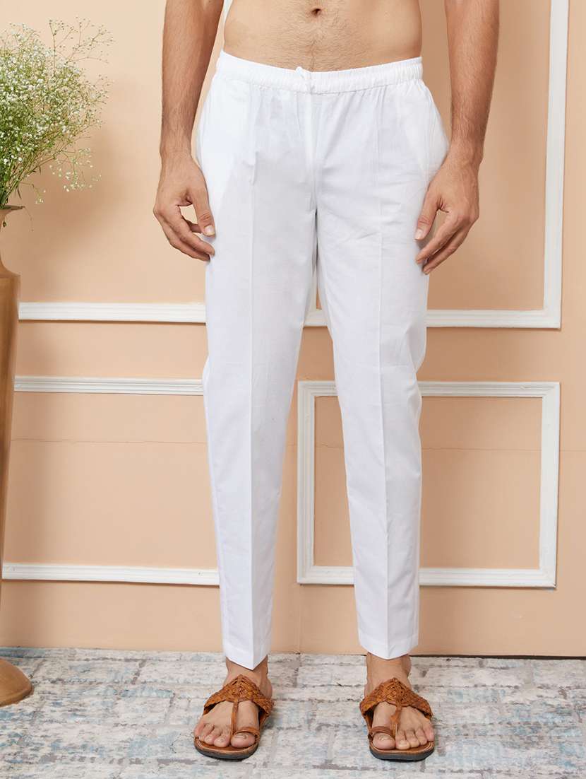 men solid with work mandarin neck kurta pyjama set - 22481312 -  Standard Image - 5