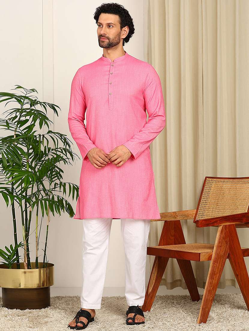 men solid mandarin neck kurta pyjama set