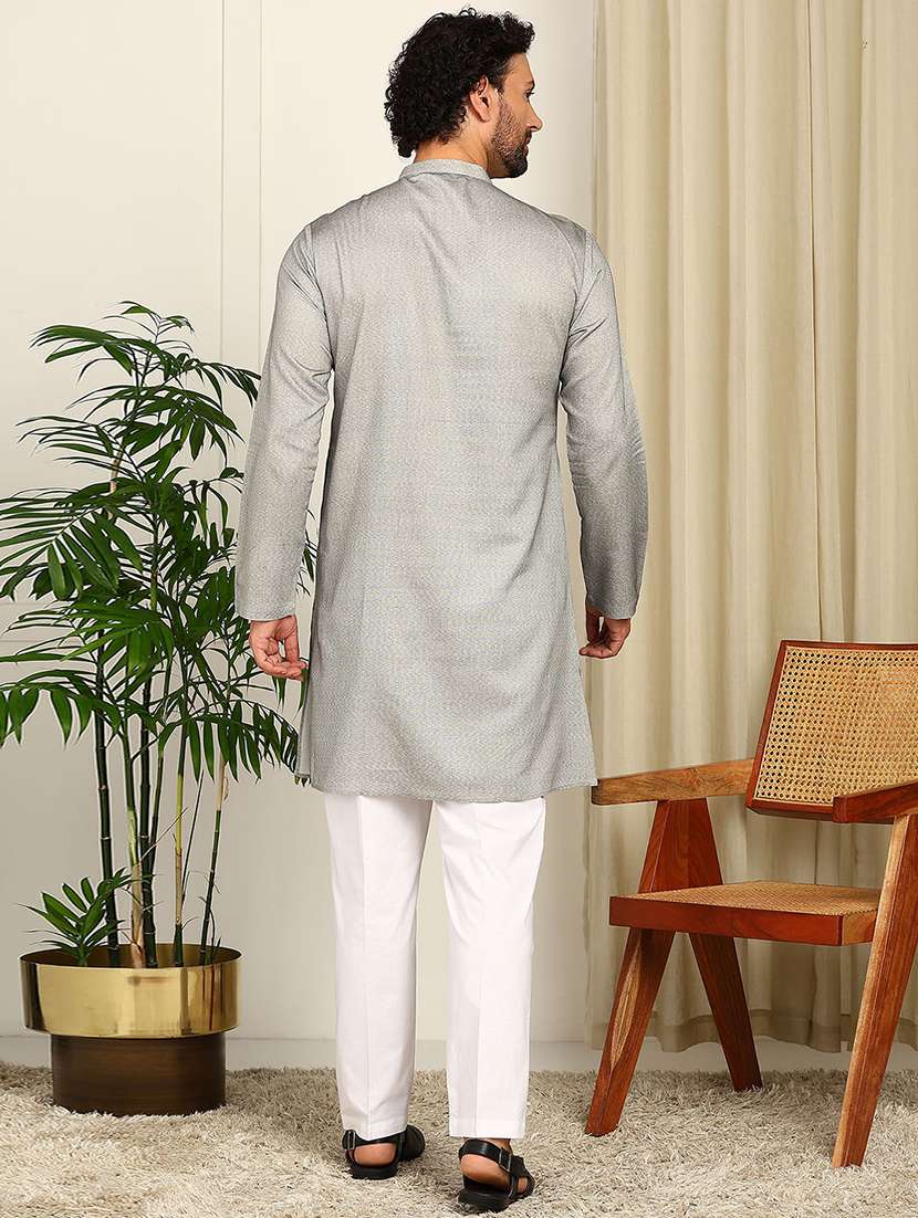 men self design mandarin neck kurta pyjama set - 22481542 -  Standard Image - 3
