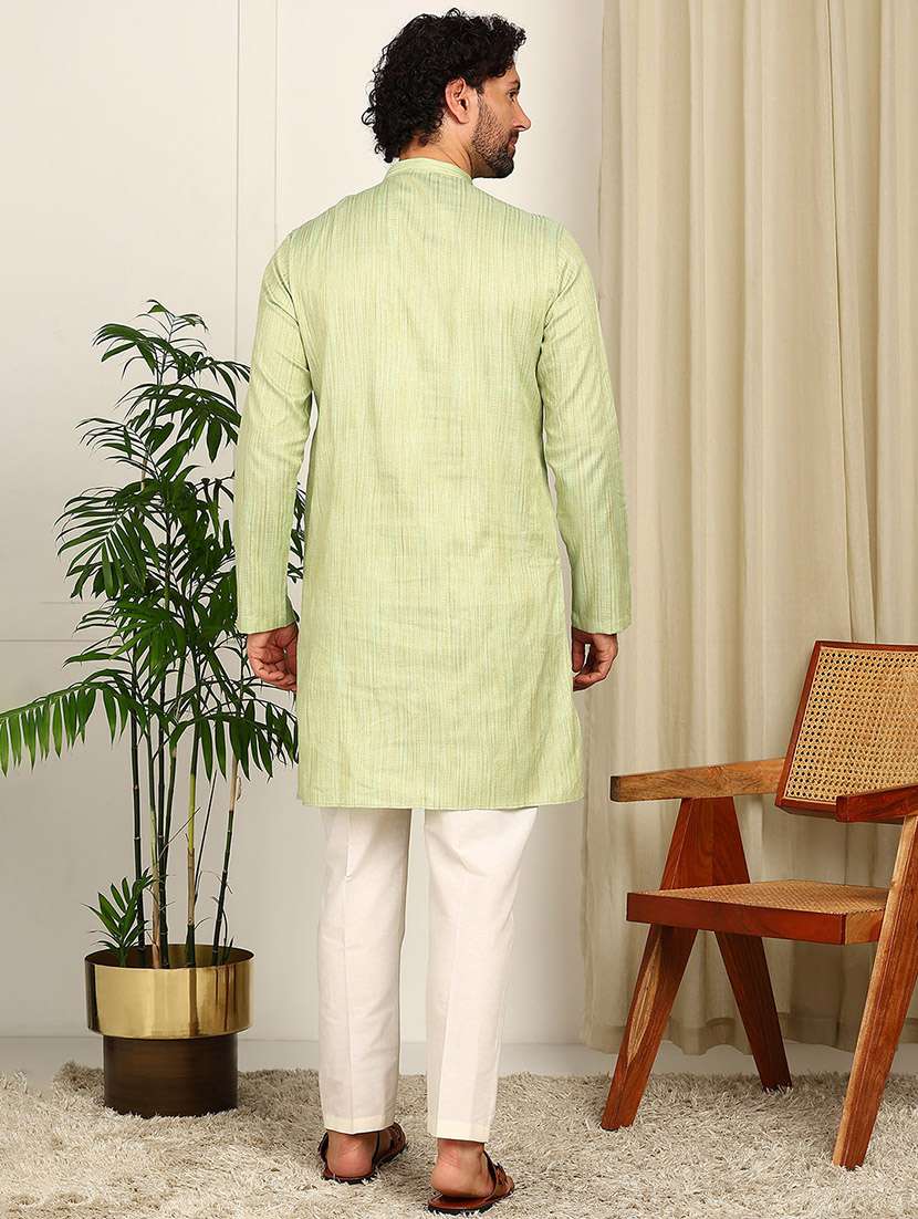 men self design mandarin neck kurta pyjama set - 22481545 -  Standard Image - 3