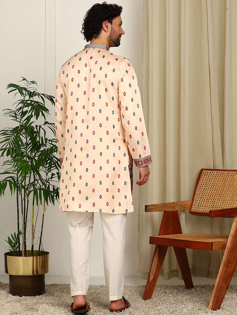 men printed mandarin neck kurta pyjama set - 22481547 -  Standard Image - 3